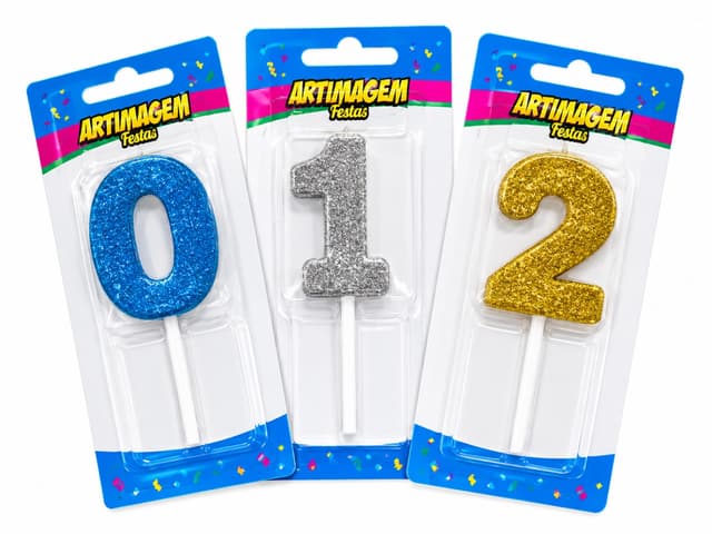 Vela de aniversário artimagem com gliter